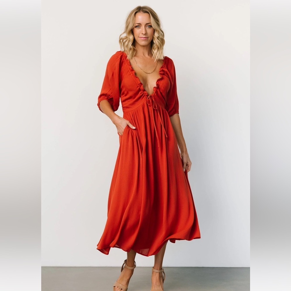 Baltic born Vicki Midi Dress- Rust color